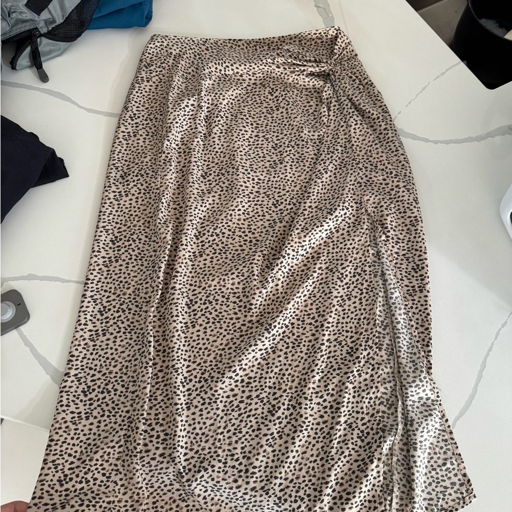 Leopard Print Women's Skirt - Abercrombie Midi Skirt with Slit